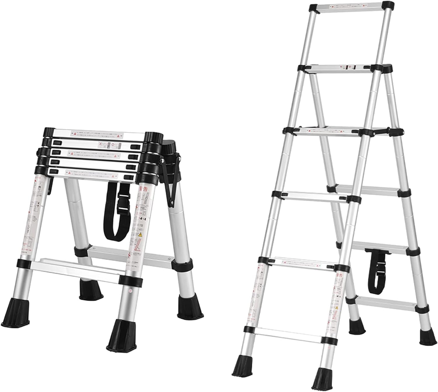 Amazon.co.jp: DayPlus 伸縮脚立はしご 最長1.7m 4段+5段 兼用脚立