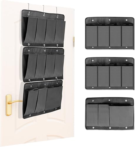 Paquete de 3 bolsillos colgantes para almacenamiento de zapatos, organizador de zapatos para colgar sobre la puerta de casa rodante con ganchos,