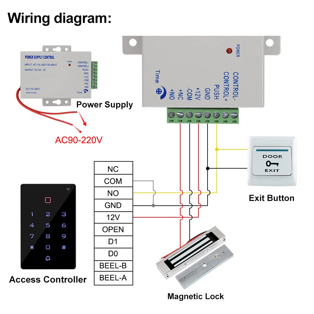 Kit de Control de Acceso Premium con App, Cerradura magnética de 180 kg, IP68 Impermeable, Adaptador 12V, Timbre y Registro de desbloqueo rastreable Ideal para Exteriores