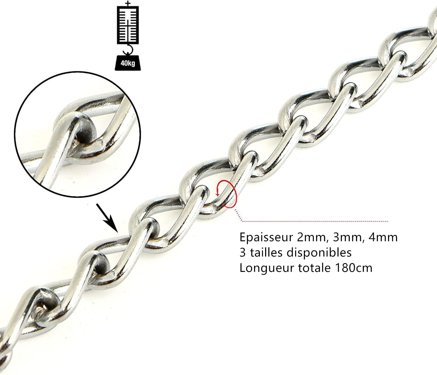 LATRAT Metal Dog Lead, Metal Chain with Polyurethane Handle for Small and Medium Dogs for Walking Traffic Dogs and Travels (3 x 180 cm) - Image 3