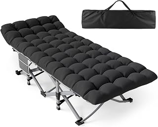 ZENPETIO Heavy-Duty Camping Cot for Adults - 500 LBS Capacity, Portable Folding Cot with Padded Mattress, 75x28x15" for Camping & Guests