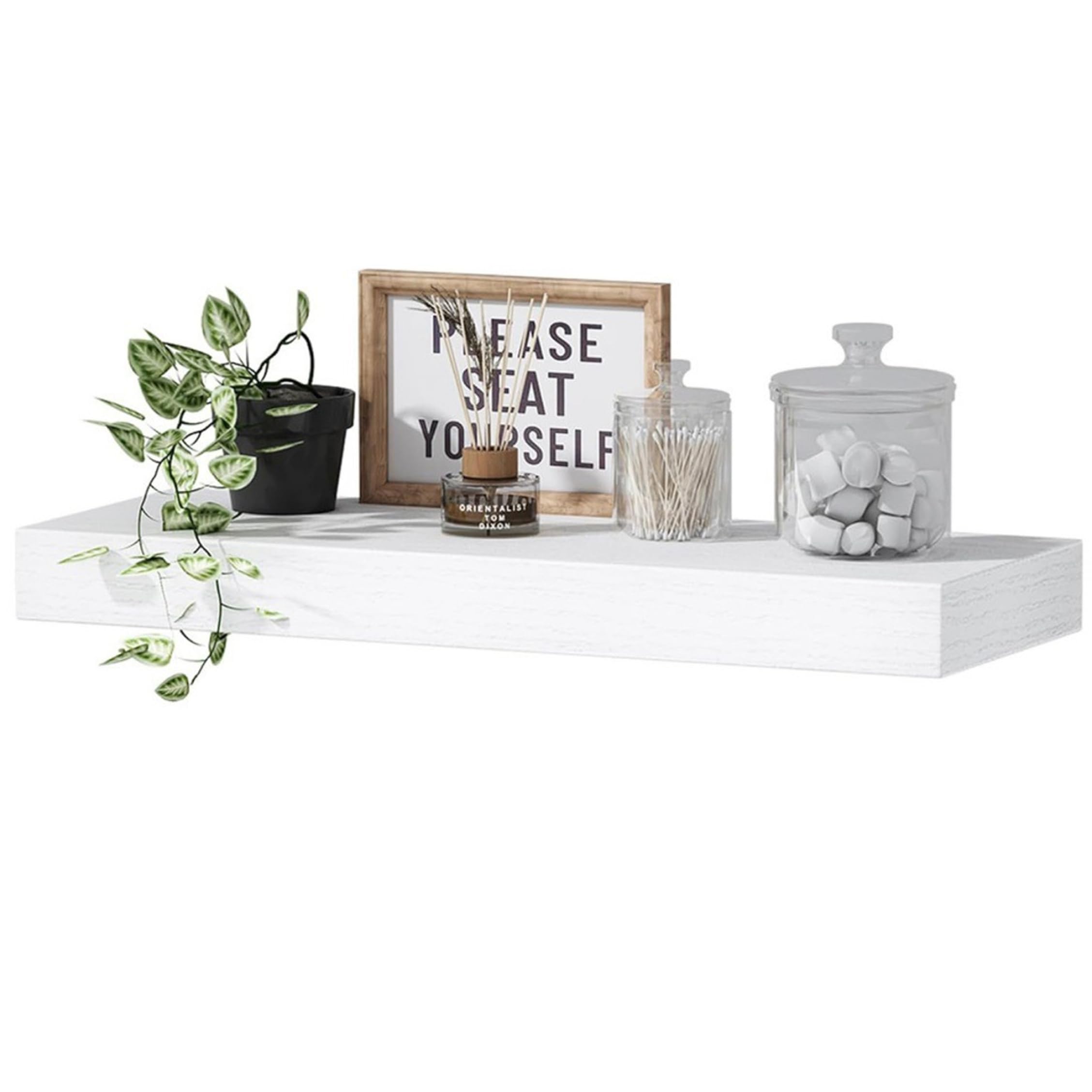 Étagère flottante blanche support invisible charge 22 lb pour décoration murale