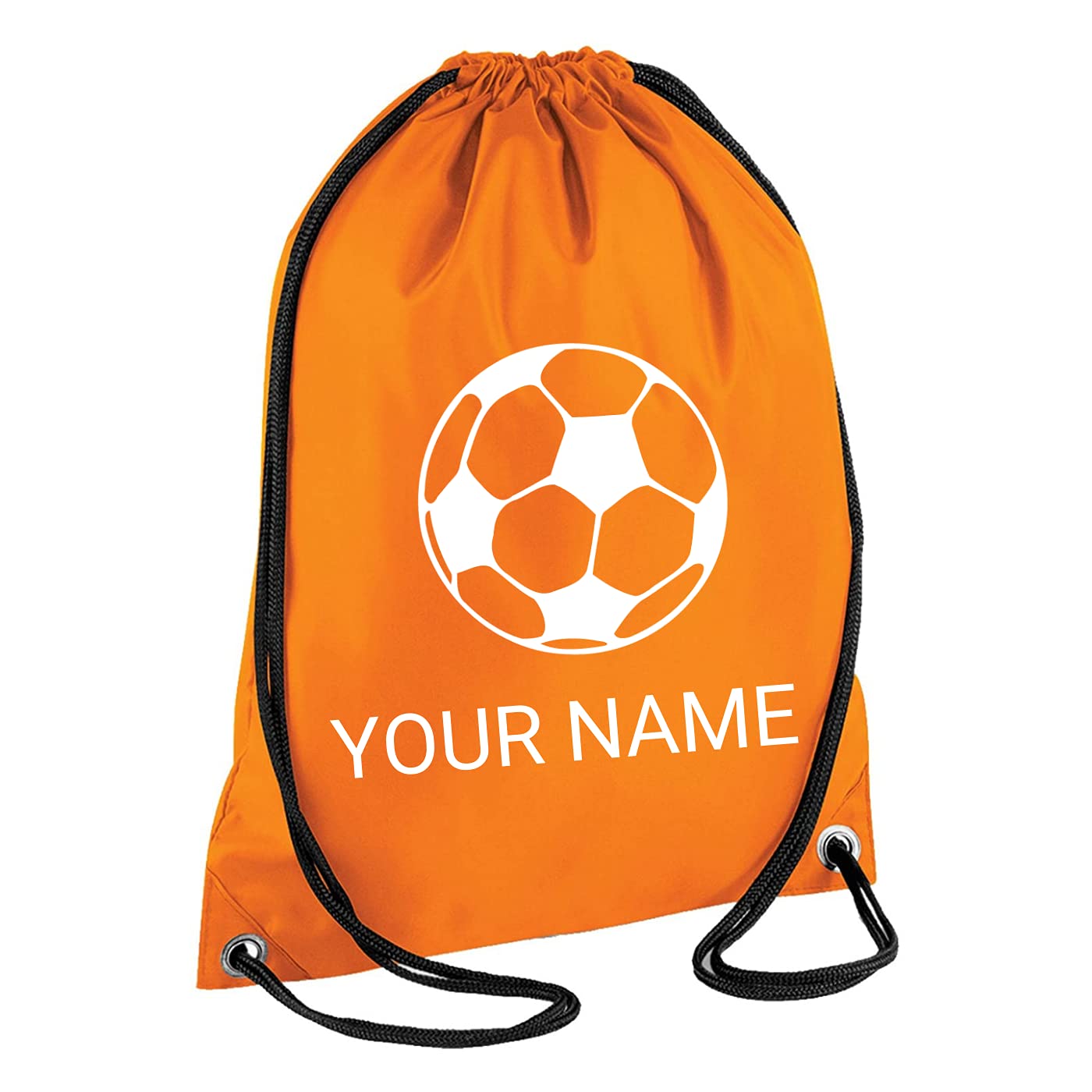 Be Buz Personalised Drawstring Bag Any Name for School PE Kids Adults Unisex Travel, Gym with Six Different Design (6 Colours) (Pencil, Orange)