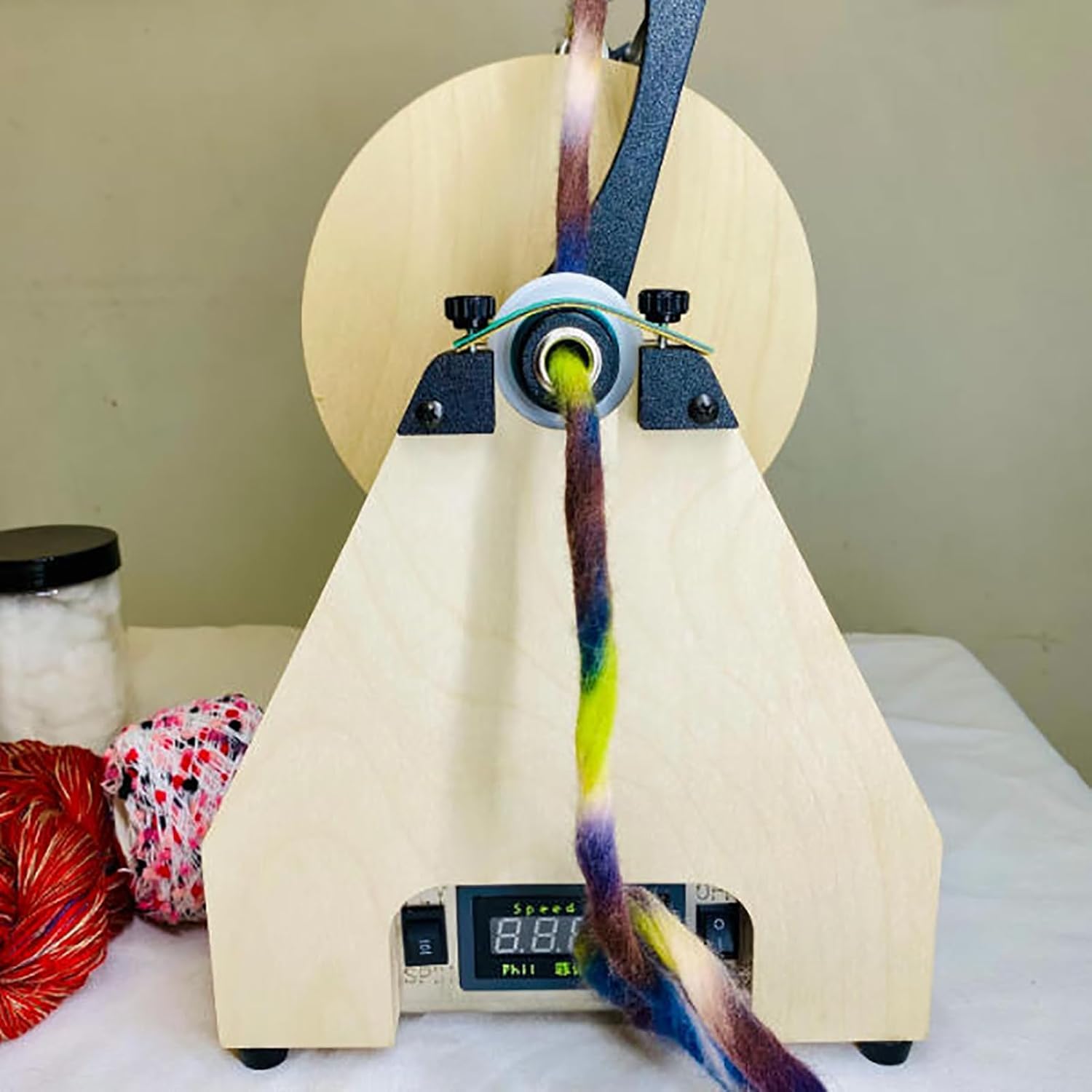 Spinner elettrico per filato con interruttore a pedale, strumento di torsione della lana a velocità regolabile per tessitura del filato miscelazione Roving