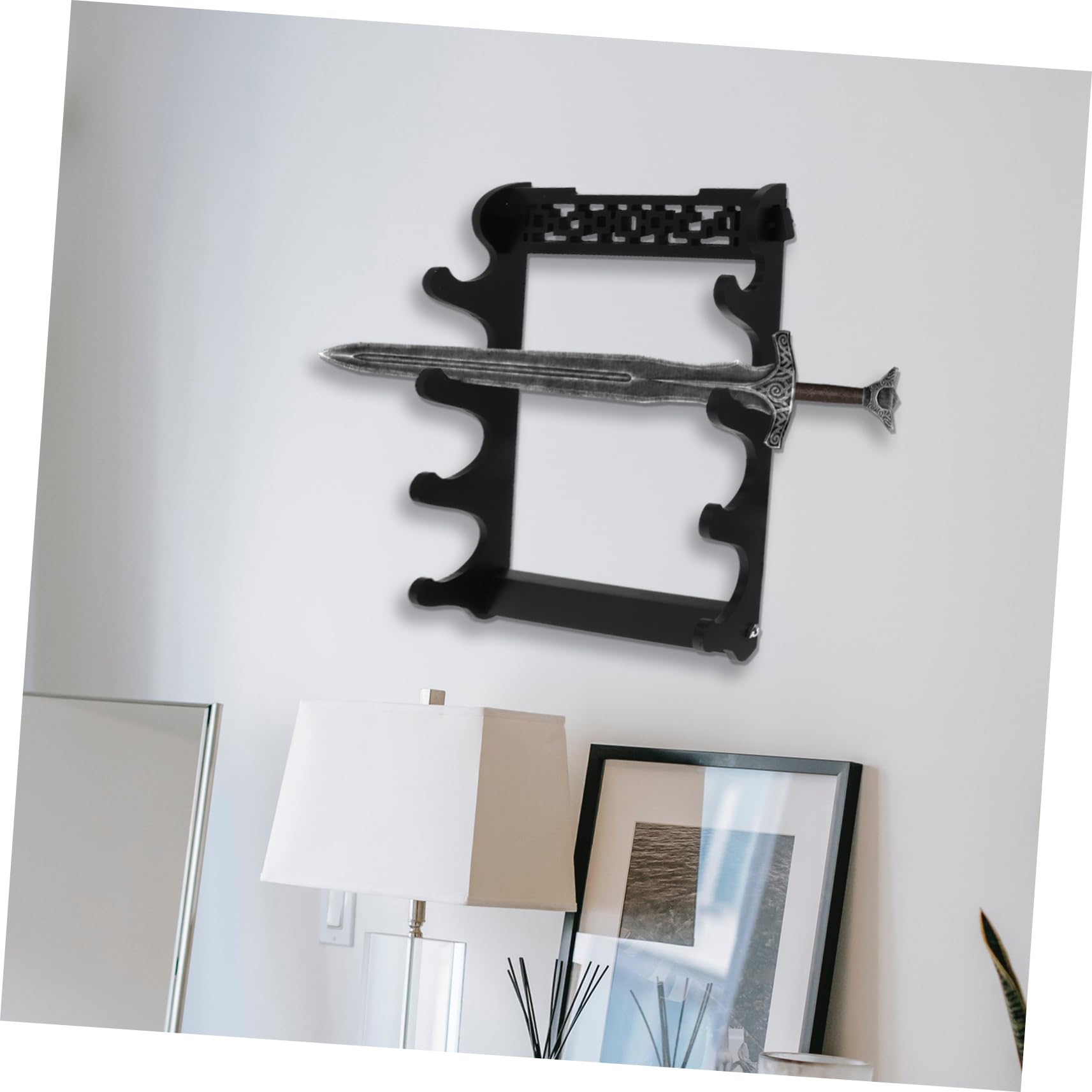 Alipis Soporte de Espada de Pared Multicapa Negro de Madera para Hogar