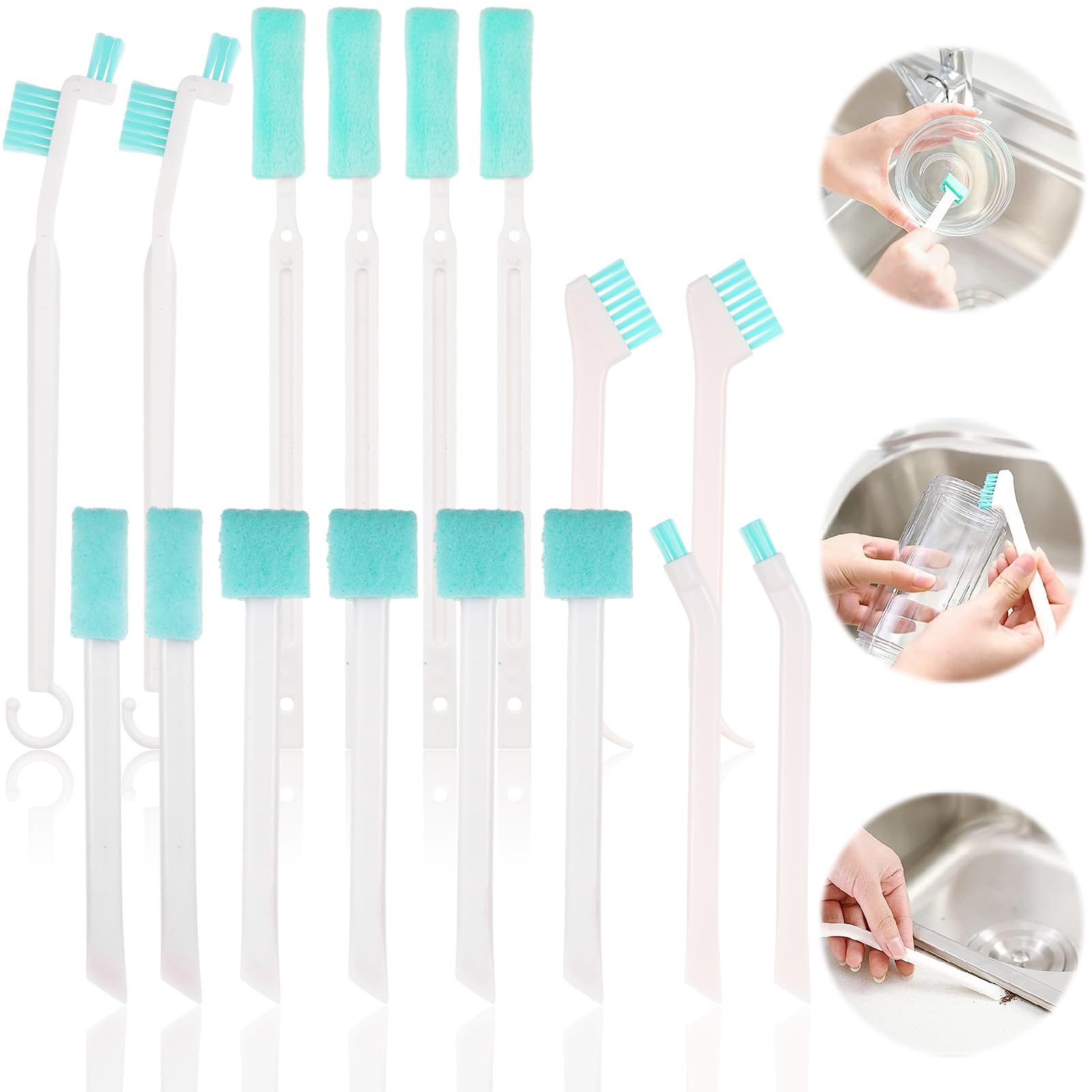 16 PCS Small Household Crevice Sponge Cleaning Brushes Deep Detail Tiny Cleaner Tool Set, Cleaning Brush Detail Cleaning Brush For Home Kitchen Bathroom Floor Grout Hobs Tiles Hard To Reach Areas