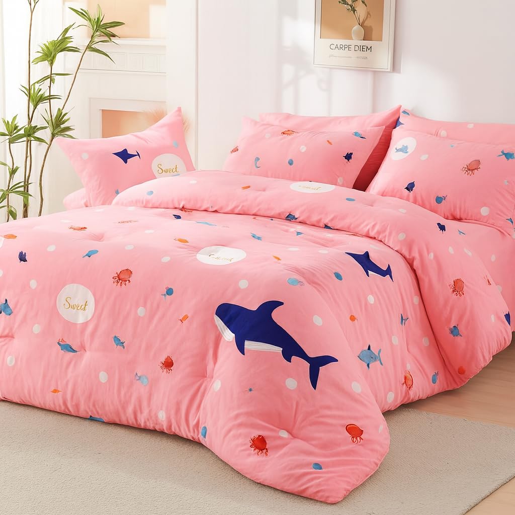 PRISCILLA 200 GSM 400 TC Kids Glace Cotton Reversible Cartoon Printed Double Bed King Size Comforter with Matching Bedsheet 90 * 100 with 2 Pillow Covers Set of 4 Pieces (Design 17)-image-46
