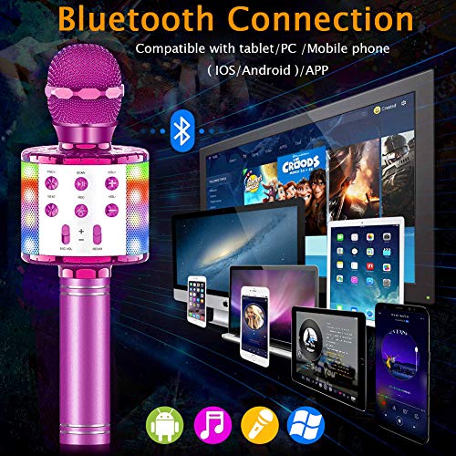 SunTop Wireless Karaoke Microfoon Bluetooth Handheld Portable Speaker huis KTV-speler met Dancing LED verlichting Opname… - Image 3