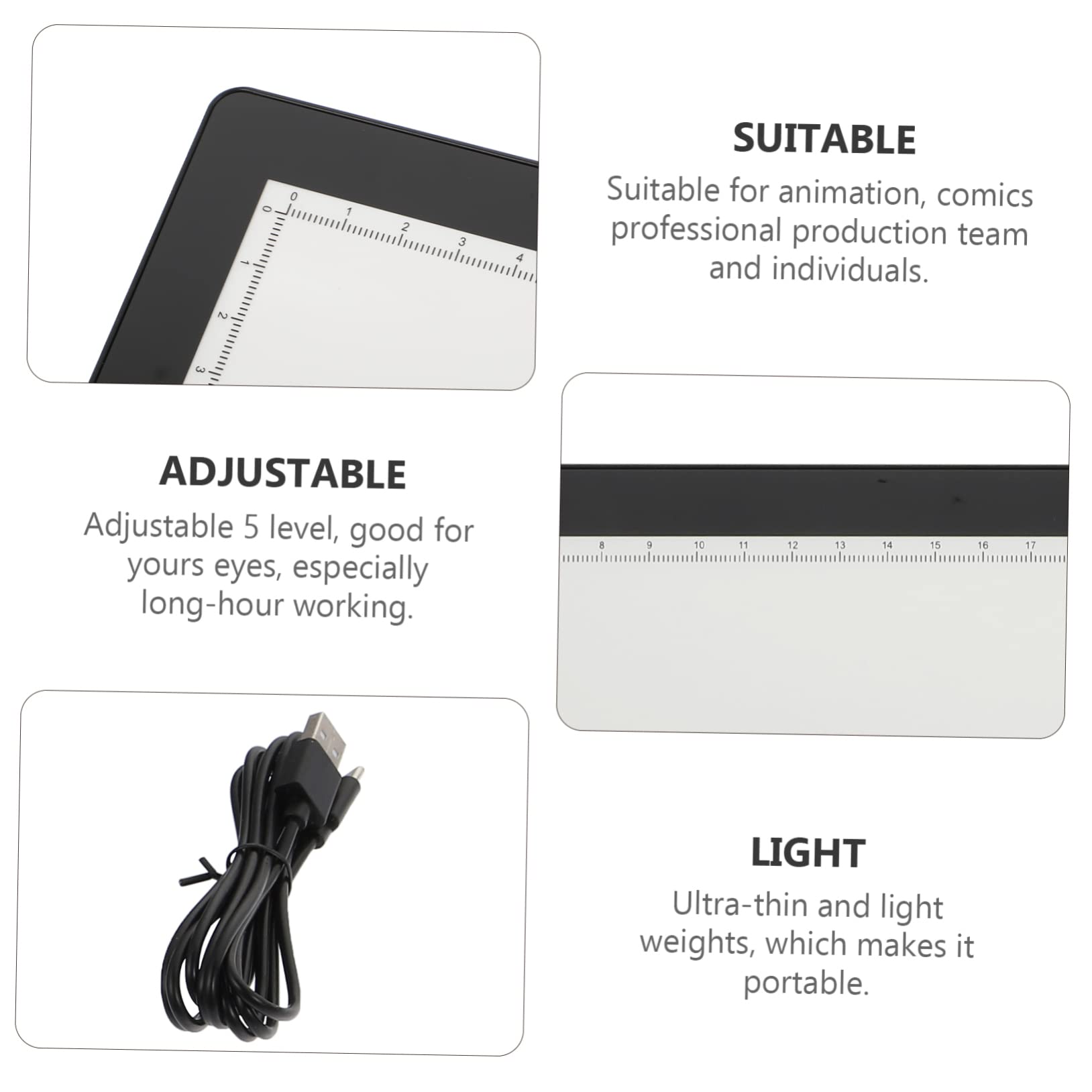 VILLFUL Ergonomic A4 Drawing Board Sketching Drawing Board Dimming Copy Pad USB Power Cord for Artists Teens