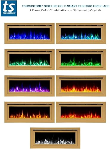 Miniatura 10 de Touchstone Sideline Deluxe - Chimenea eléctrica inteligente dorada, 60 pulgadas de ancho, habilitada para AlexaWiFi, empotrada en pared, 5 ajustes