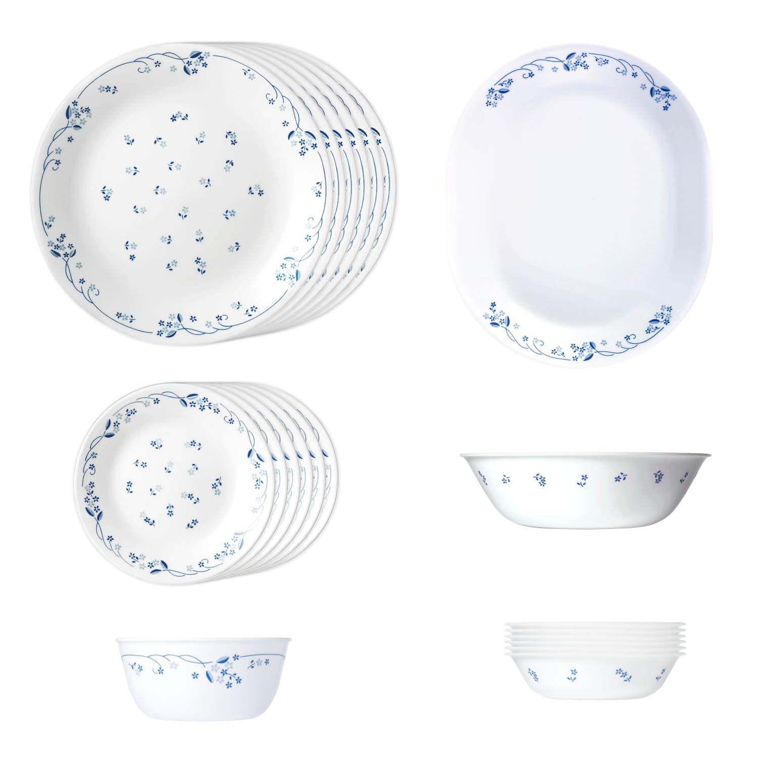 CORELLE Livingware 21 pc Dinner Set Provincial Blue, Lightweight