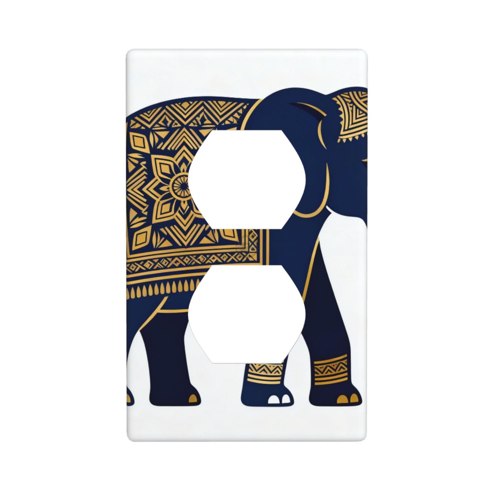 Elephant Mandala Back Unbreakable Polycarbonate Switch Plate-1 Gang Screwless Wall Plate for Home Office