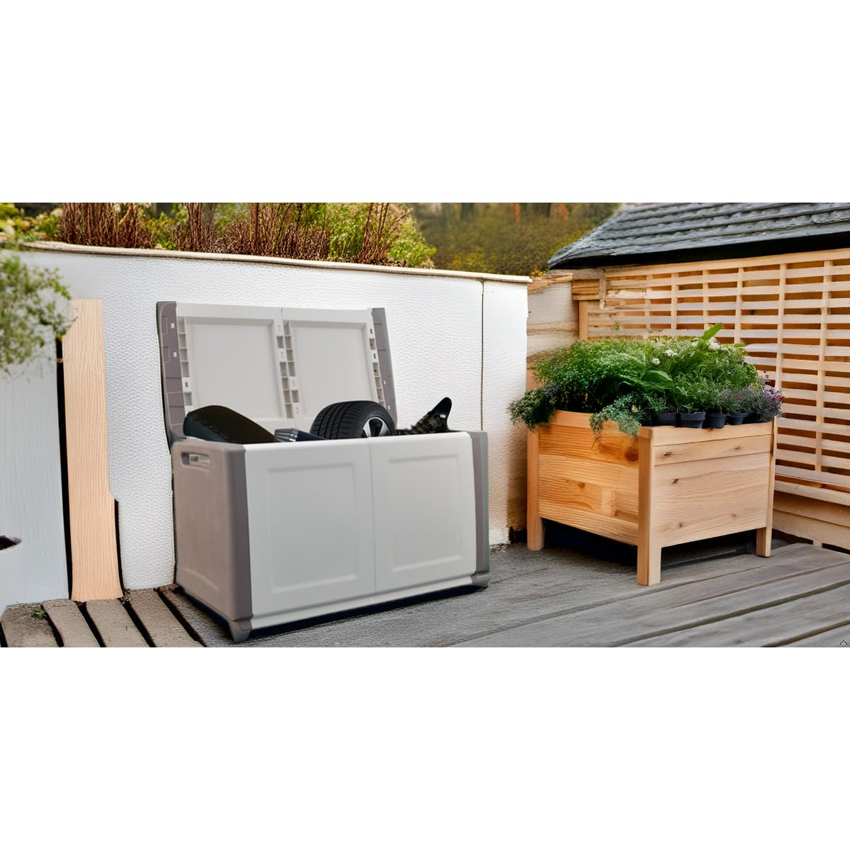 INTEC Cassapanca di immagazzinaggio 230L 96x53x57 cm beige tortora
