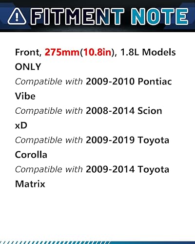 Miniatura 2 de Kit de rotores de freno de repuesto con ventilación frontal, rotores de freno ranurados perforados y pastillas de freno de cerámica para Toyota