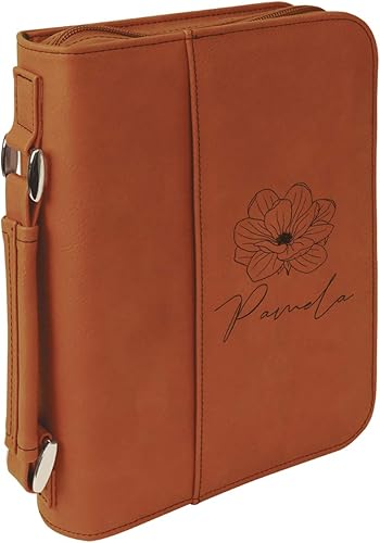 Cubierta de libro de piel sintética mediana personalizada, con asa y cremallera, con tapa de libro personalizadabíblica  grabado láser personalizado