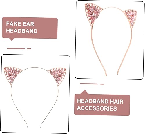 Miniatura 3 de FOMIYES Diademas de perlas para mujer, cintillos de para mujer, diadema de orejas de cristal, diadema de lentejuelas para el pelo con orejas de
