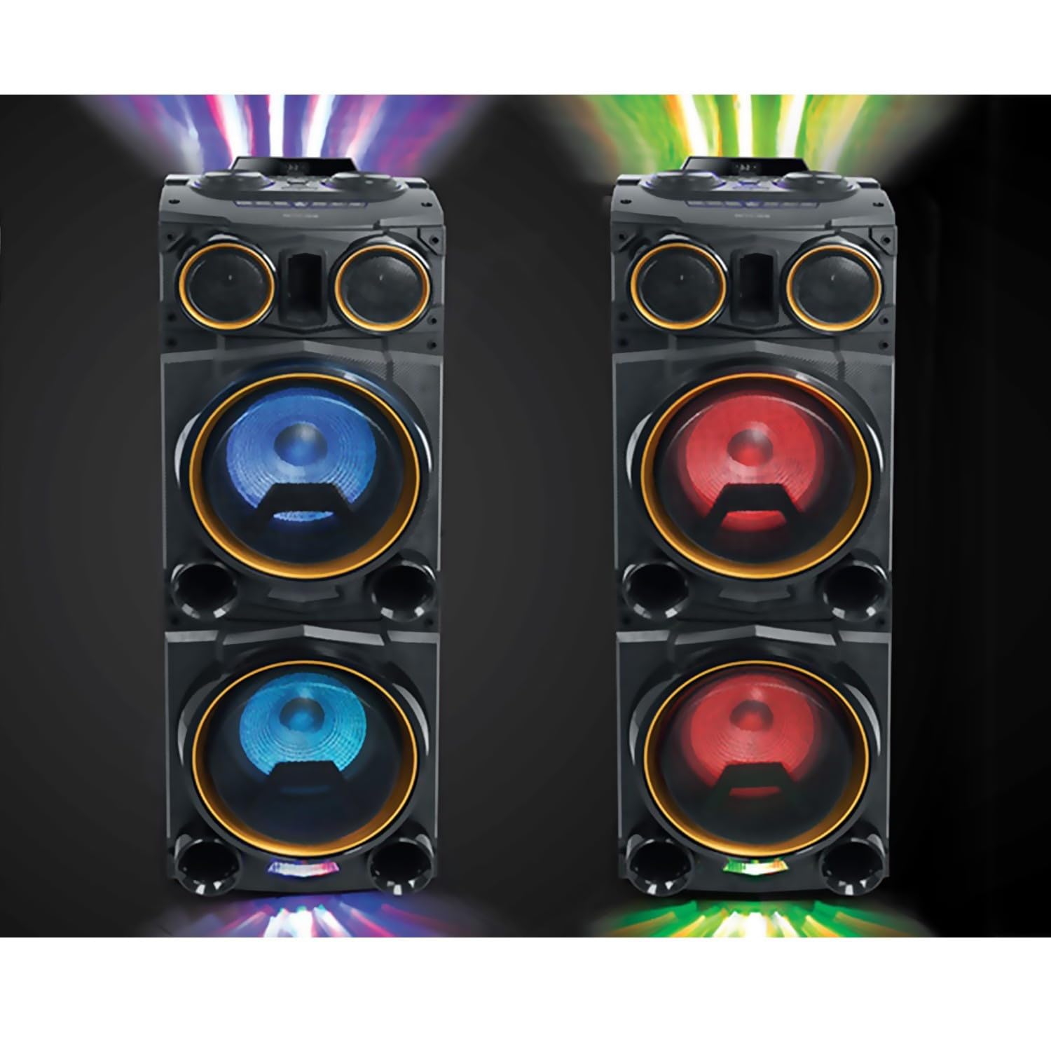 Enceinte Sono Party Box Muse M-1988 DJ, 800W, Effet LED multicolore et clignotante, USB/Bluetooth/Radio FM - 2 AUX, Lumière OVNI