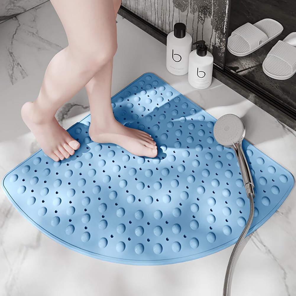 Alfombrilla de baño, Alfombras De Ducha Triangulares(Blue,80 * 80cm)