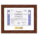 GiveAshare PepsiCo Stock Certificate (PEP) - Personalized Replica (Walnut Frame & Plaque)