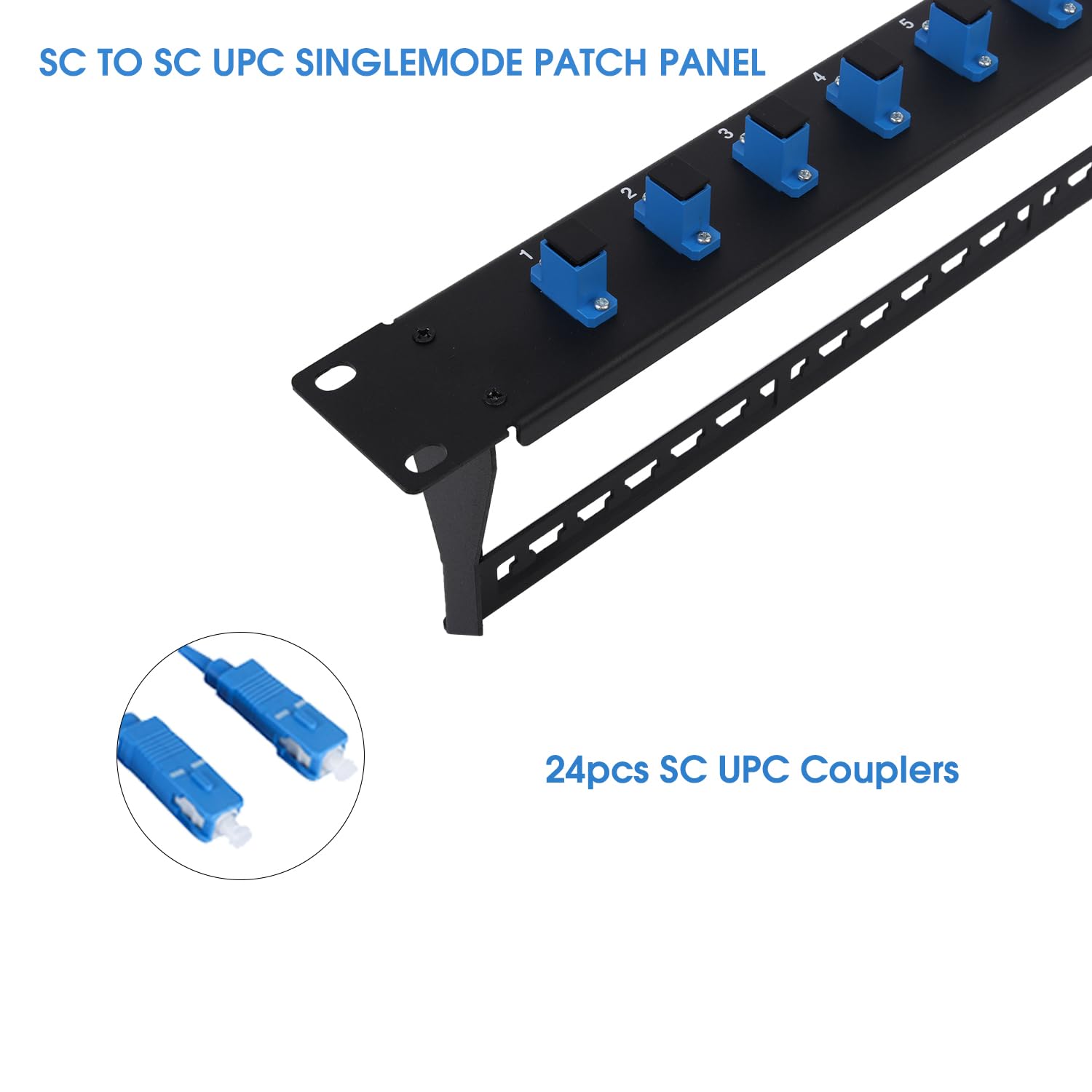 Panneau de brassage 1U 12 ports SC UPC avec adaptateurs, 1 paquet