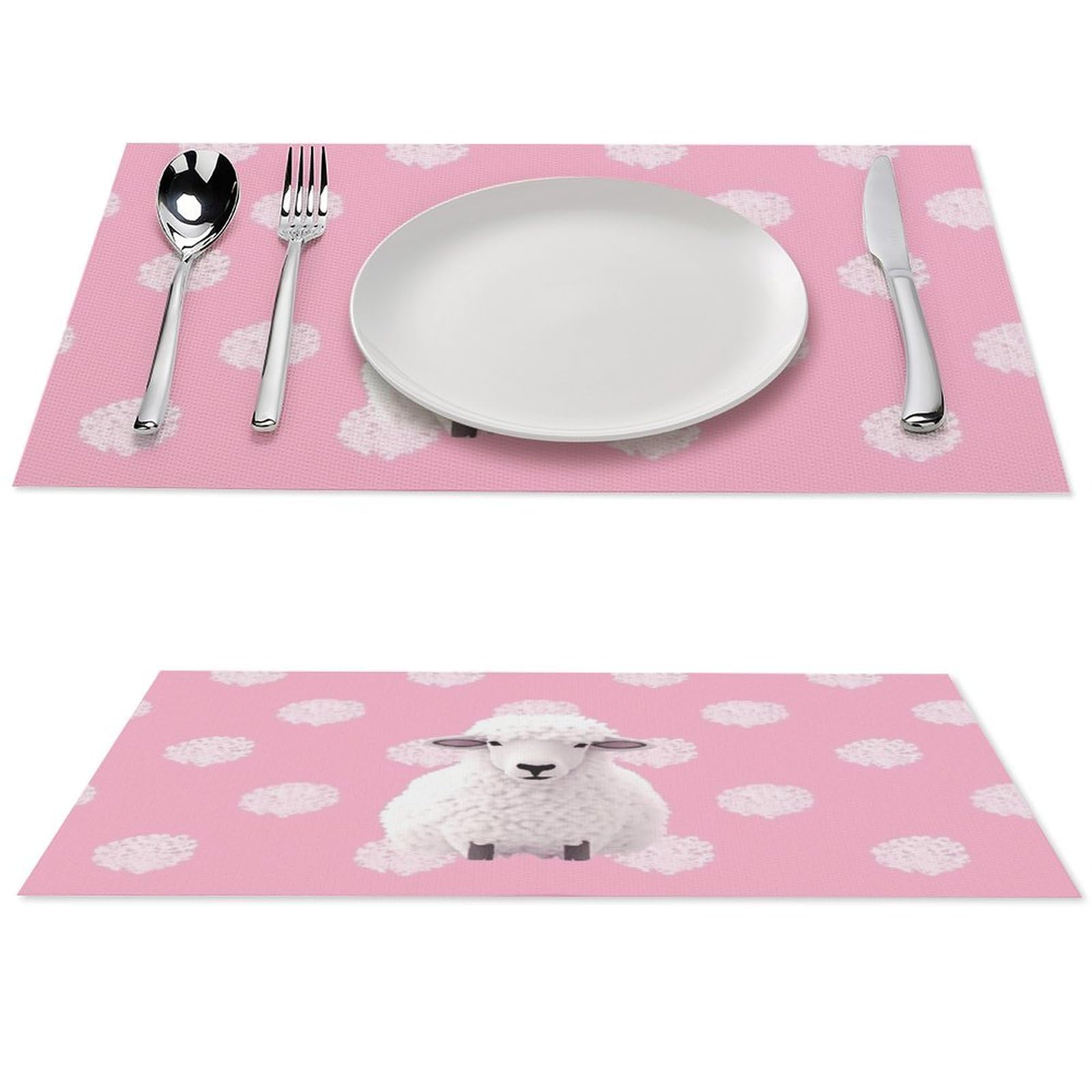 Set de table lavable pour repas de famille motif mouton en PVC x6