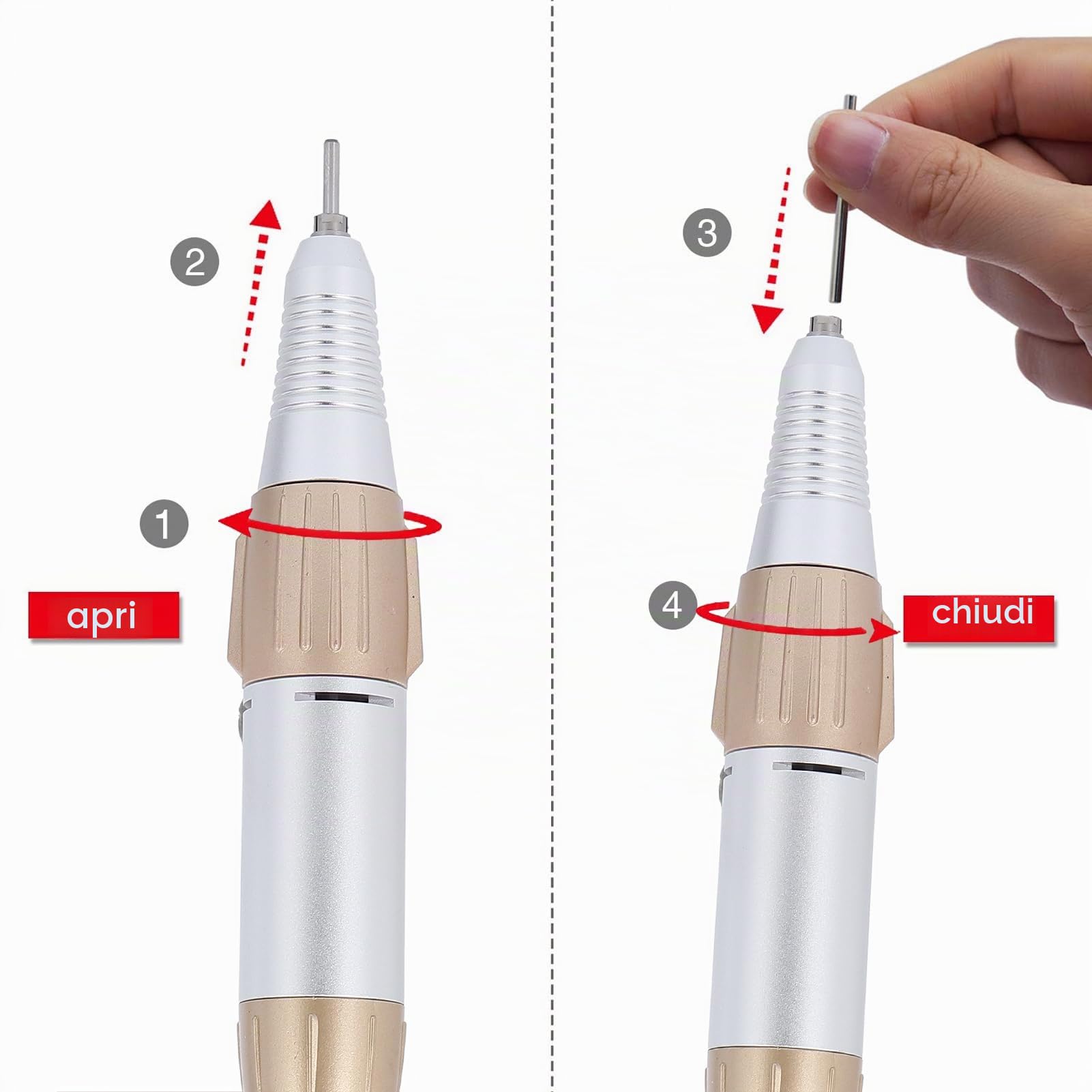 manipolo fresa per unghie professionale 35000 RPM Penna per Trapano Elettrico per Unghie, Manipolo per Impugnatura di Ricambio per Trapano per Unghie, Strumento per Lucidare la Macchina per Pedic
