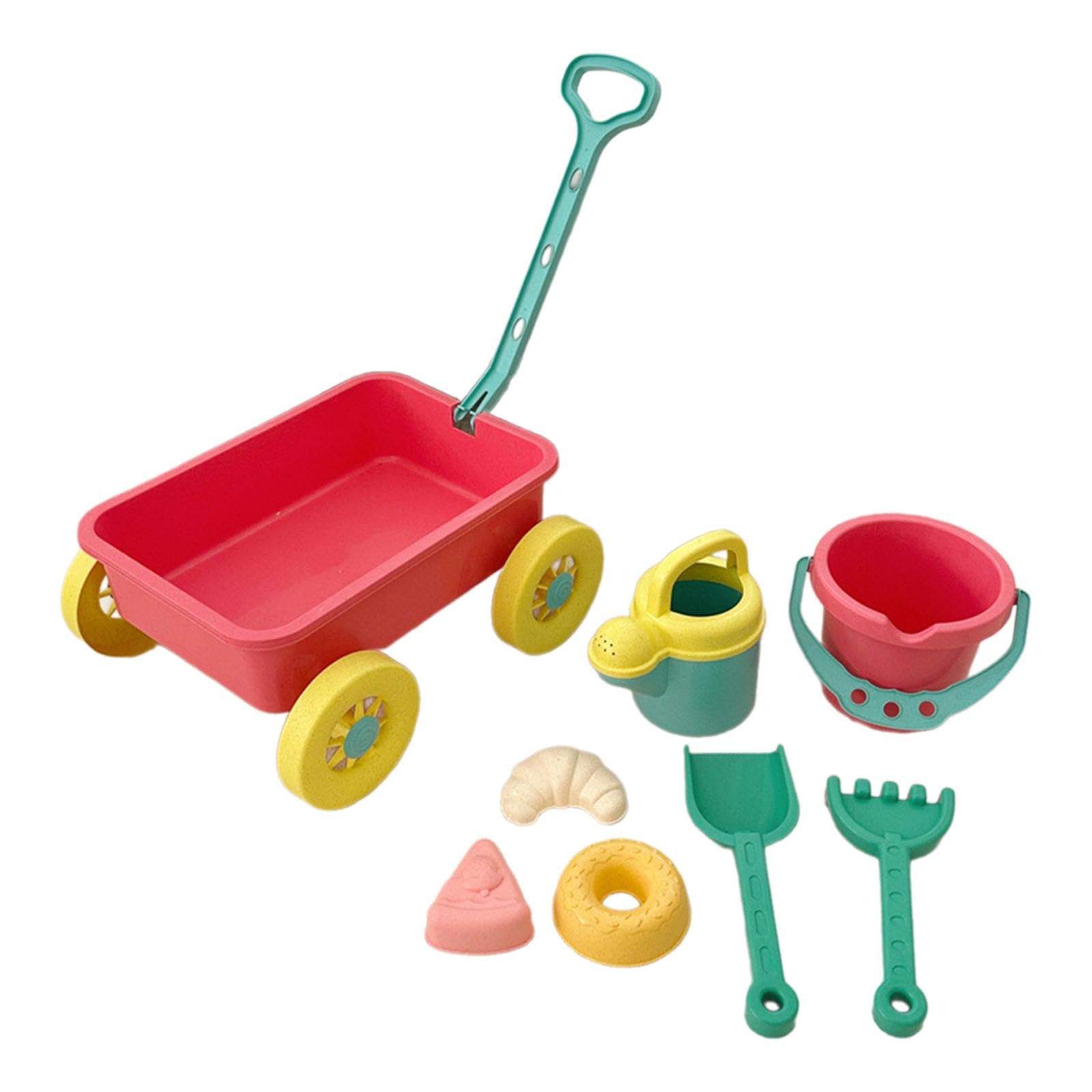 Sharplace Ruota da Sabbia con Secchiello per L'acqua, Carrello per Bambini con Ruote, Giocattolo Educativo, Giocattolo da Spiaggia per Bambini, Piccolo Carr, Rosa