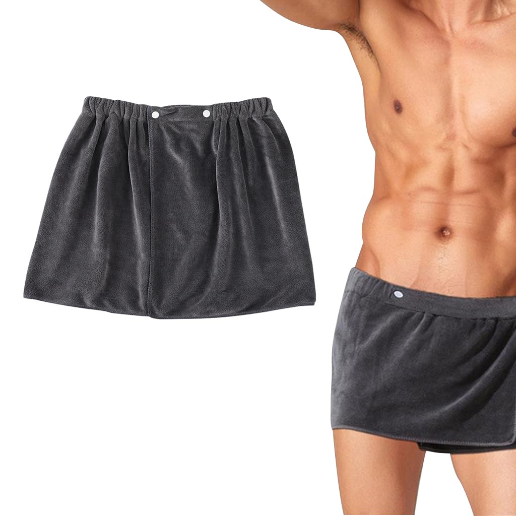 HASTHIP® Bath Towel for Men Short Microfiber Towel Pants Bathrobe Side Split Modesty Quick Dry Bathing Towel With Button Closure Soft Microfiber Towels for Bath (12 X 55 Inch)