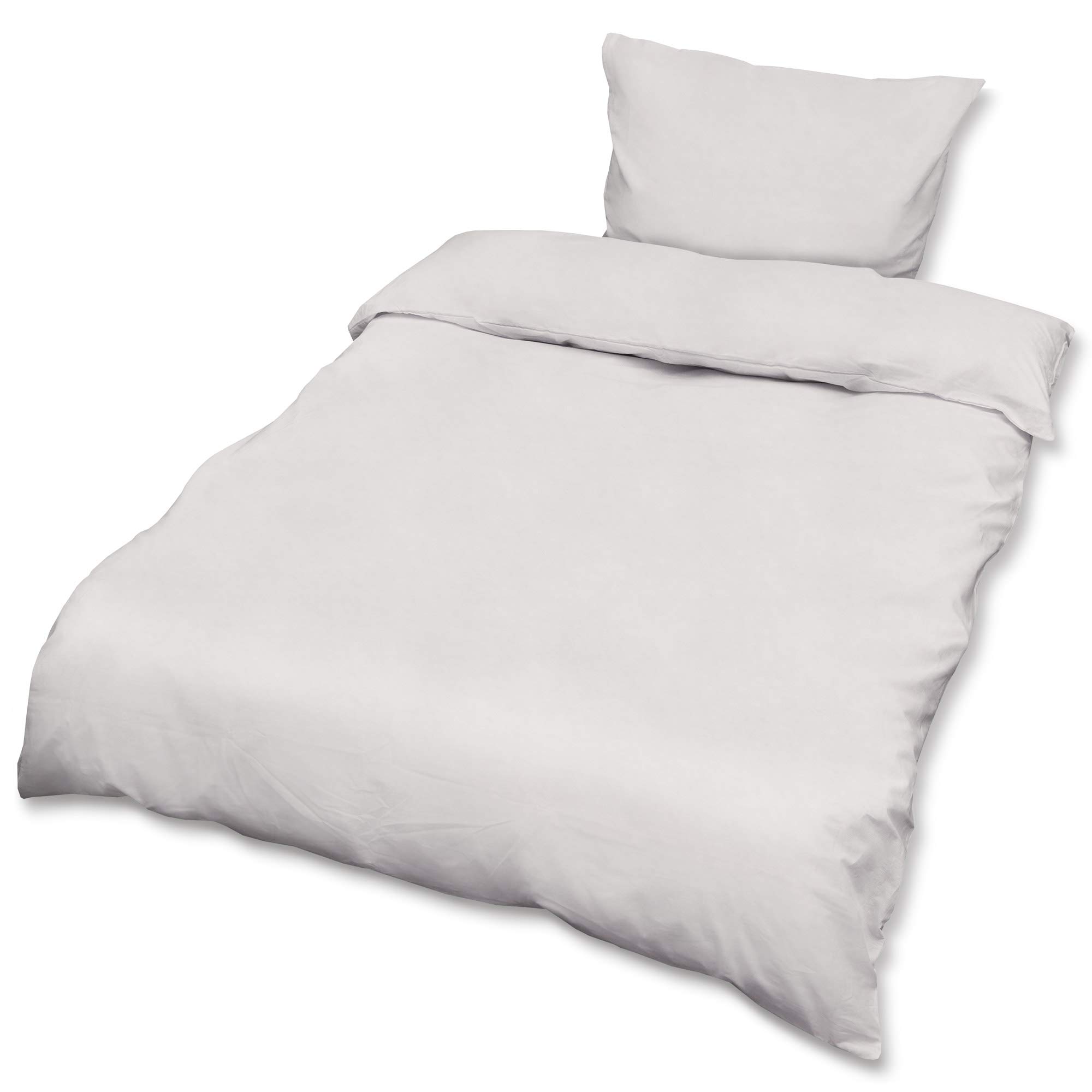 Beautissu Set di 2 copripiumino biancheria da letto singolo in 100% cotone | 135x200 bianco federa cuscino 80x80 dotato di cerniera renforcé Julie