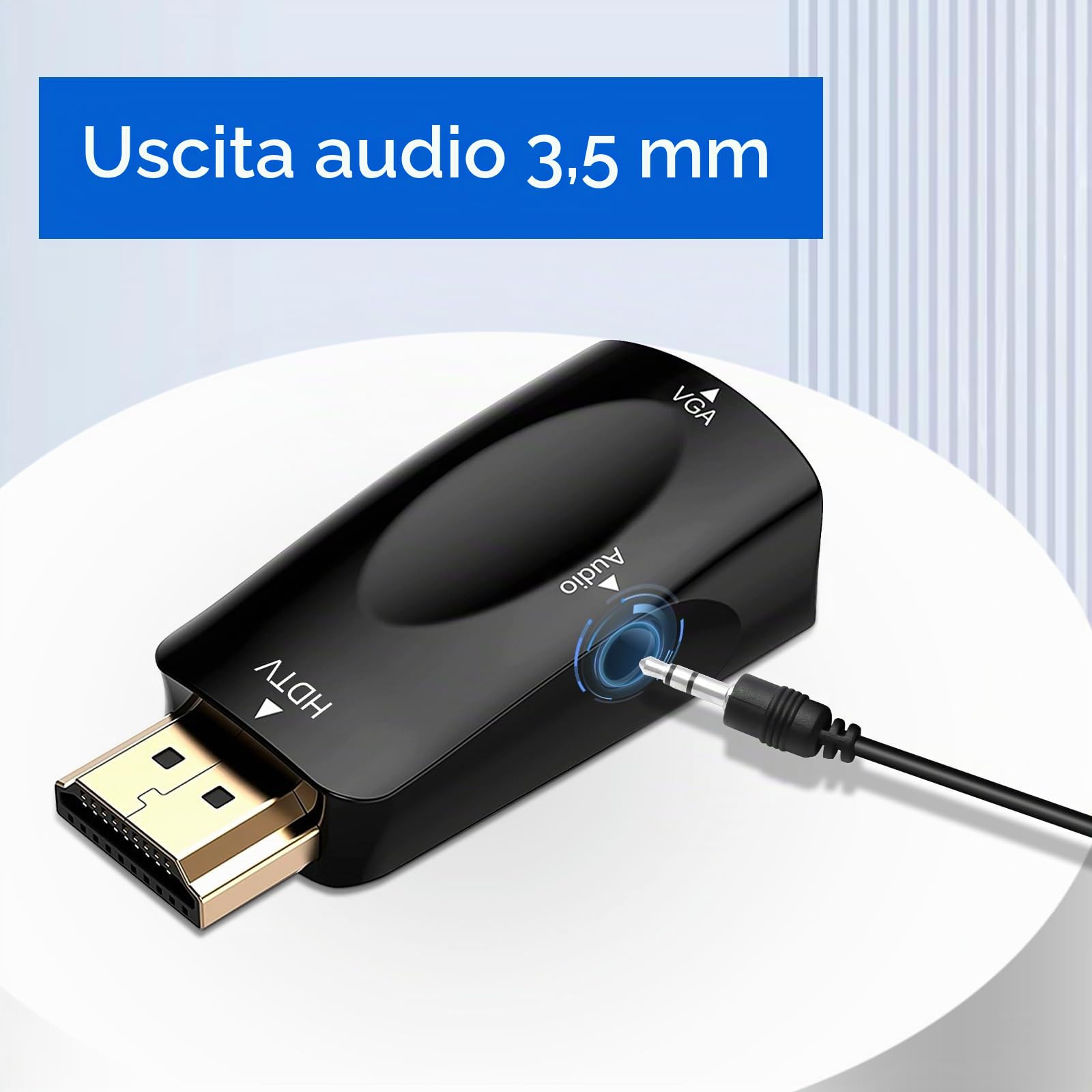 HENGBIRD Adattatore HDMI a VGA 2 Pezzi con Cavo Audio – Convertitore HDMI VGA Full HD 1080P con Jack 3.5mm, Compatibile con PC, Laptop, Monitor, Proiettore, PS4, MacBook, Xbox, TV Box