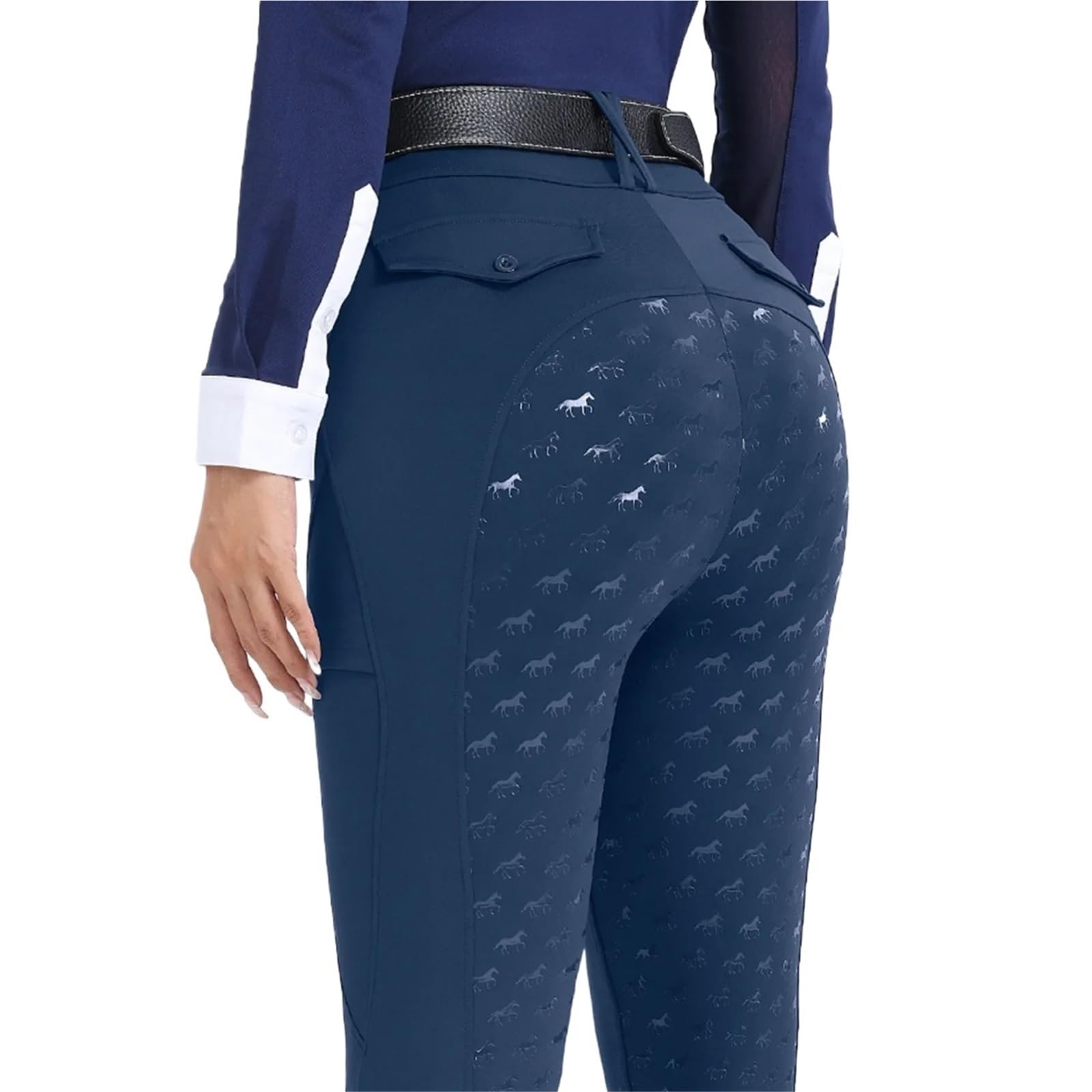 Pantaloni per Cavallo Pantaloni da Equitazione in Silicone con Seduta Completa, Leggings da Equitazione, Pantaloni da Equitazione da Donna, Abbigliamento da Equitazione(Blue,L)