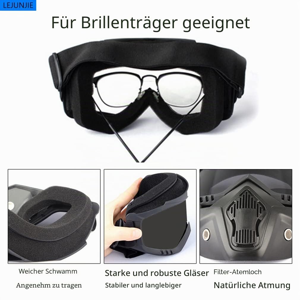 Mich Tactical Helm mit Abnehmbarer Gesichtsmaske Goggles für Airsoft, Paintball und Jagd - perfekt für Outdoor-Aktivitäten