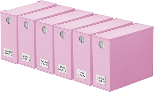 Vista 12 de SpaceAid Paquete de 6 Organizadores y Almacenamiento de Sábanas de Cama, Organizador de Sábanas Plegable con Ventana para Armario de Ropa Blanca