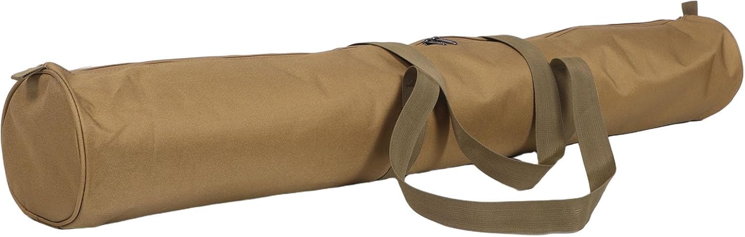 Fishing Rod Storage Bag and Outdoor Equipment Organizer, Khaki Oxford Fabric Tube Case with Zipper for Tent Poles, Camping, Hiking, and Travel