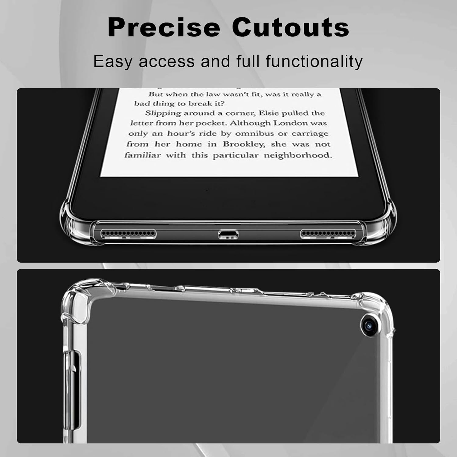 Clear Case for Amazon Kindle Fire HD 10 & HD 10 Plus Tablet (13th/11th Generation, 2023/2021 Release) 10.1", Slim Transparent Soft TPU Protective Cover with Shockproof Bumper, Skull Purple Flower