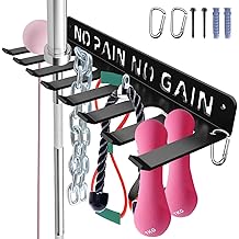 Home Gym Accessories Organization Storage Rack Equipment For Home 8 Hook Wall Hanger Display Gear Barbells Resistance Bands Jump Ropes Lifting Belt Hanger Accessories Hardware Included