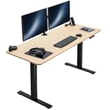 Electric 60 x 24 in Real Bamboo Standing Desk&comma; Memory Height Adjustment&comma; 1B Series&comma; One-Piece Top&comma; Black Frame&comma; DESK-KIT-1B6O