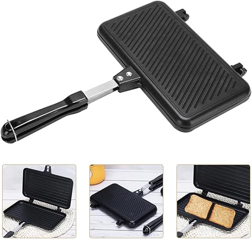 Miniatura 10 de BESTonZON Sartén eléctrica para sándwiches, prensa de panini de doble máquina, máquina omlette, sartén de doble cara para panqueques y panqueques de