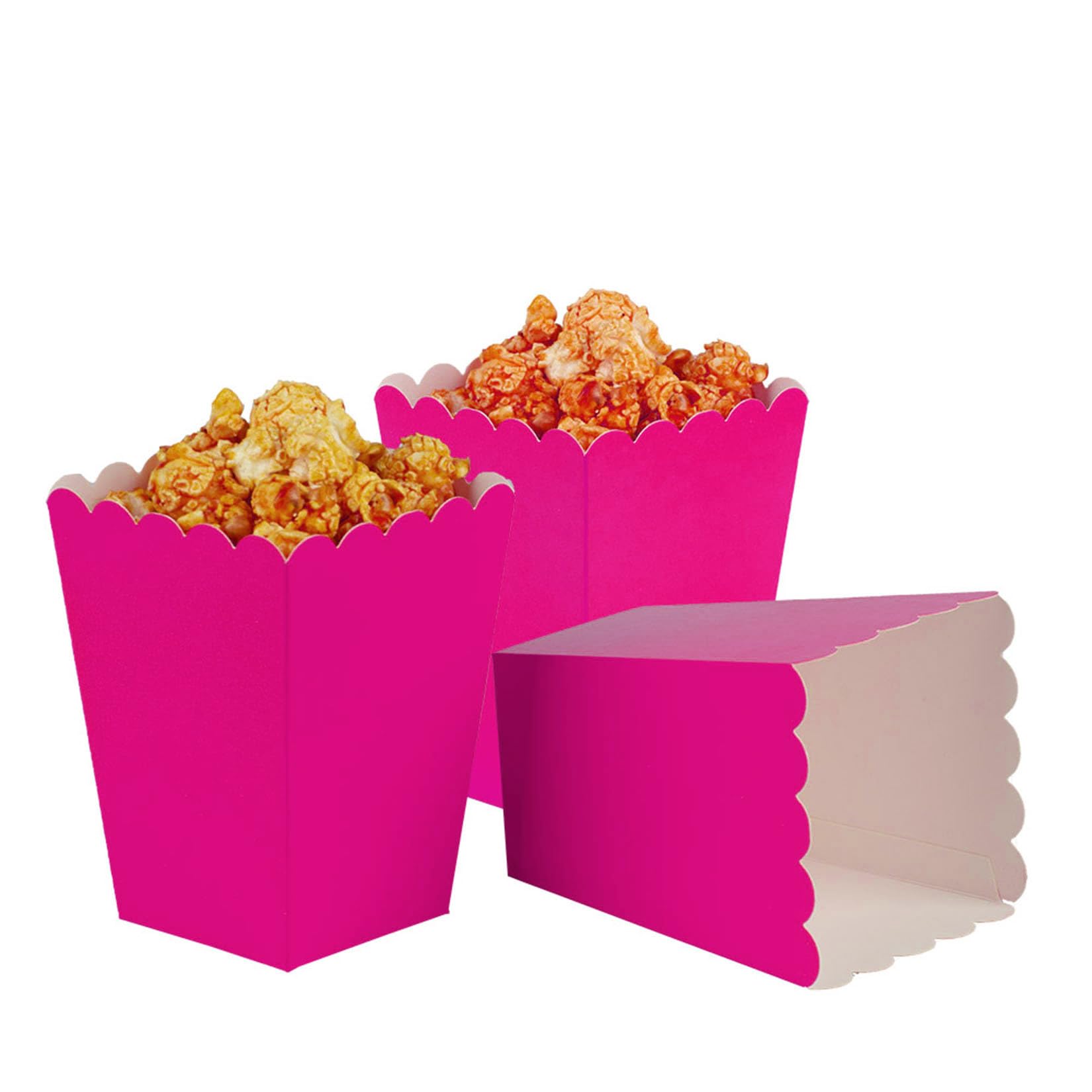 AimtoHome Hot Pink Popcorn Boxes Mini Pack of 12, Paper Popcorn Container for Birthday Party, Graduation, Wedding, Carnival, Movie Night