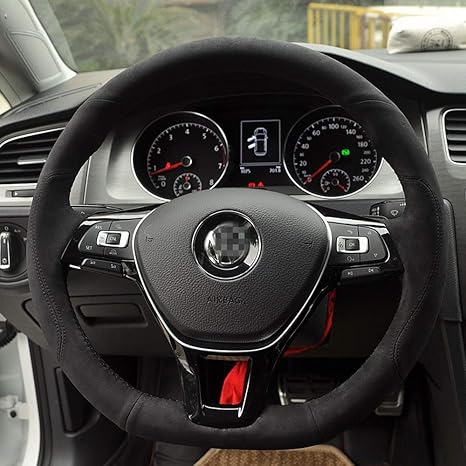 Hcdswsn Hand Stitched Black Suede Steering Wheel Cover For Volkswagen Vw Golf 7 Mk7 New Polo Jetta Passat B8 Amazon Co Uk Sports Outdoors