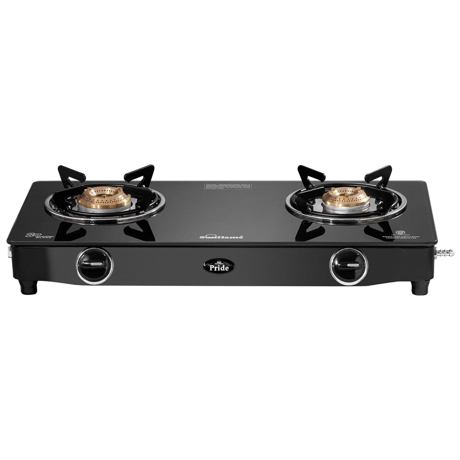 Sunflame Pride 2 Burner Gas Stove 1 Medium and 1 Small Brass Burners