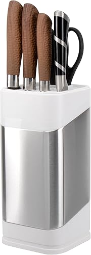 RedCall Soporte universal para cuchillos de cocina, bloque de cuchillos universal de acero inoxidable para encimera de cocina, organizador de