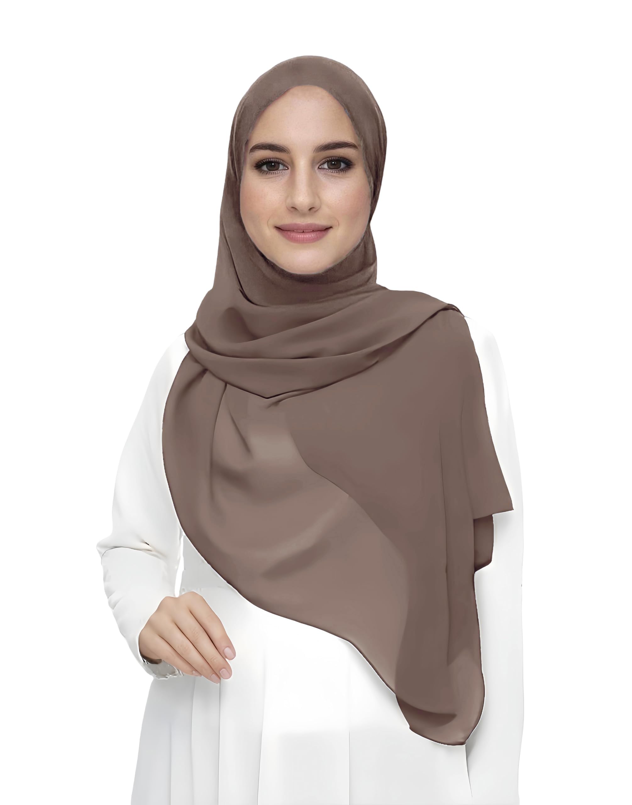 Premium Chiffon Hijab Head Scarf Shawl Wrap for Muslim Women Lightweight (Khaki)