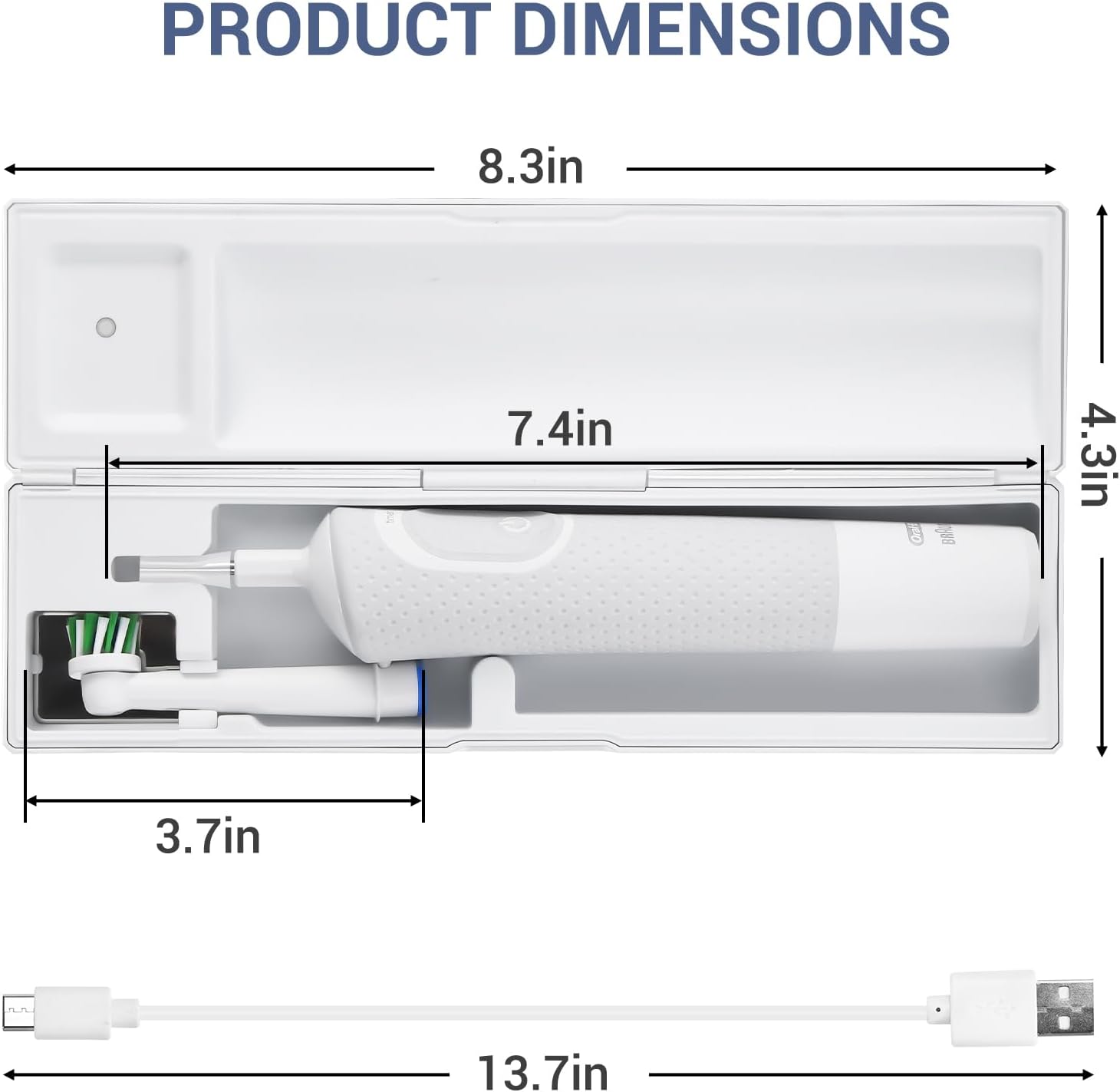 Portable Electric Toothbrush Case, Rechargeable Travel Home Toothbrush Cleaner Case Fits for Oral-B/Oral-B Pro/Philips Sonicare etc Most Electric Toothbrush and Minority Manual Toothbrushes (White) - Image 3