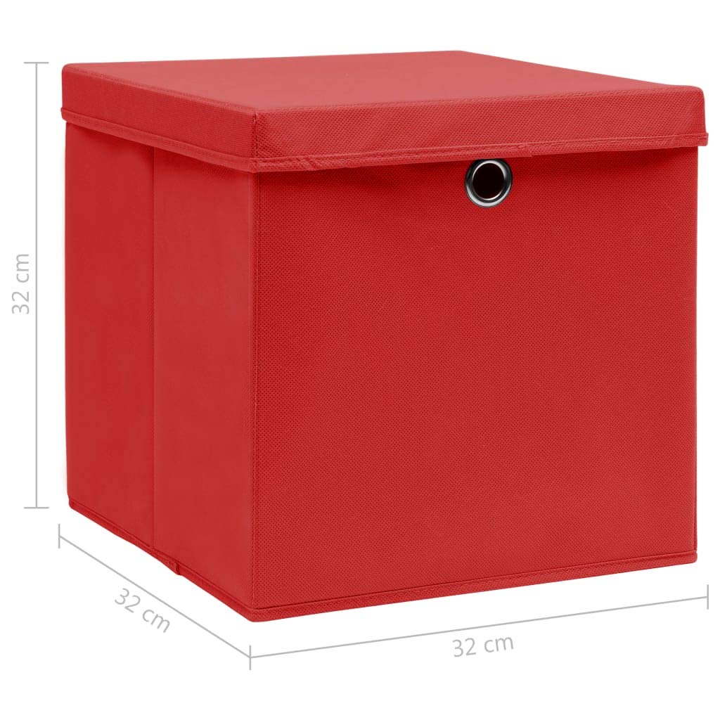 ZEYUAN Aufbewahrungsboxen mit Deckel 4 STK Spielzeugkiste, Aufbewahrungskiste, Kleideraufbewahrung, Kleideraufbewahrung & Organisation, Rot 32×32×32cm Stoff