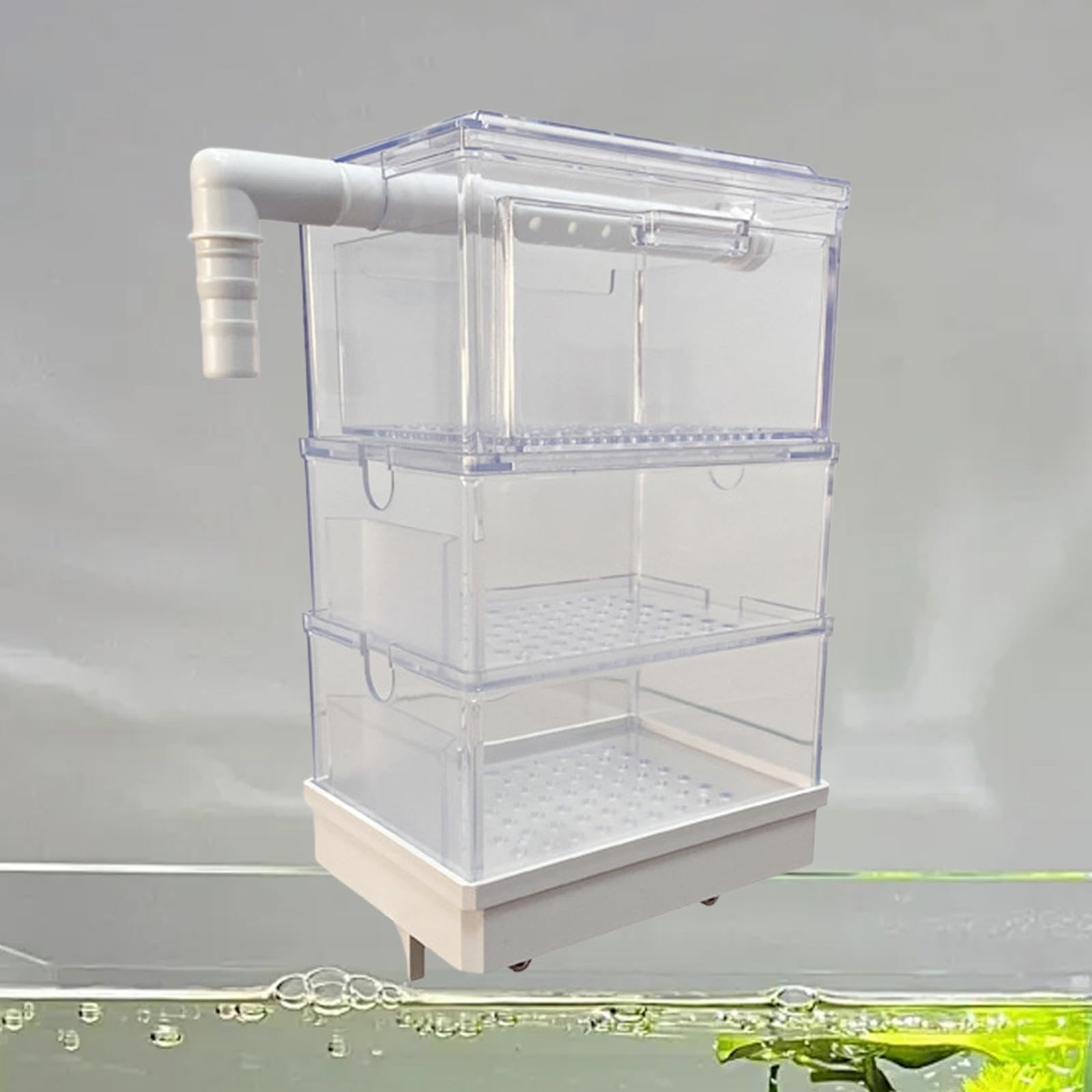 Aquarium Hang On Filterbox Überlaufrohrfilter für kleine Fischtanks Schildkröte Tank mit Schublade Tropfschale Leise Filtrationsbox Dreilagig