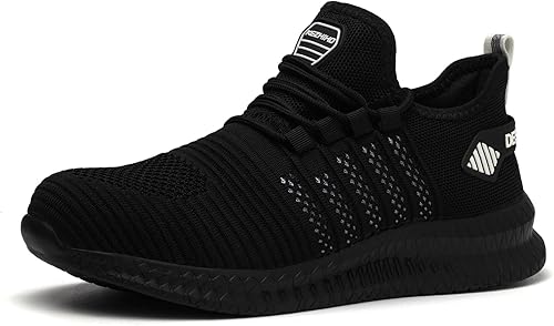 Miniatura 7 de Kezhiho Zapatos de trabajo con punta de acero para hombre, ligeros, cómodos, antideslizantes, a prueba de pinchazos, zapatos de seguridad,