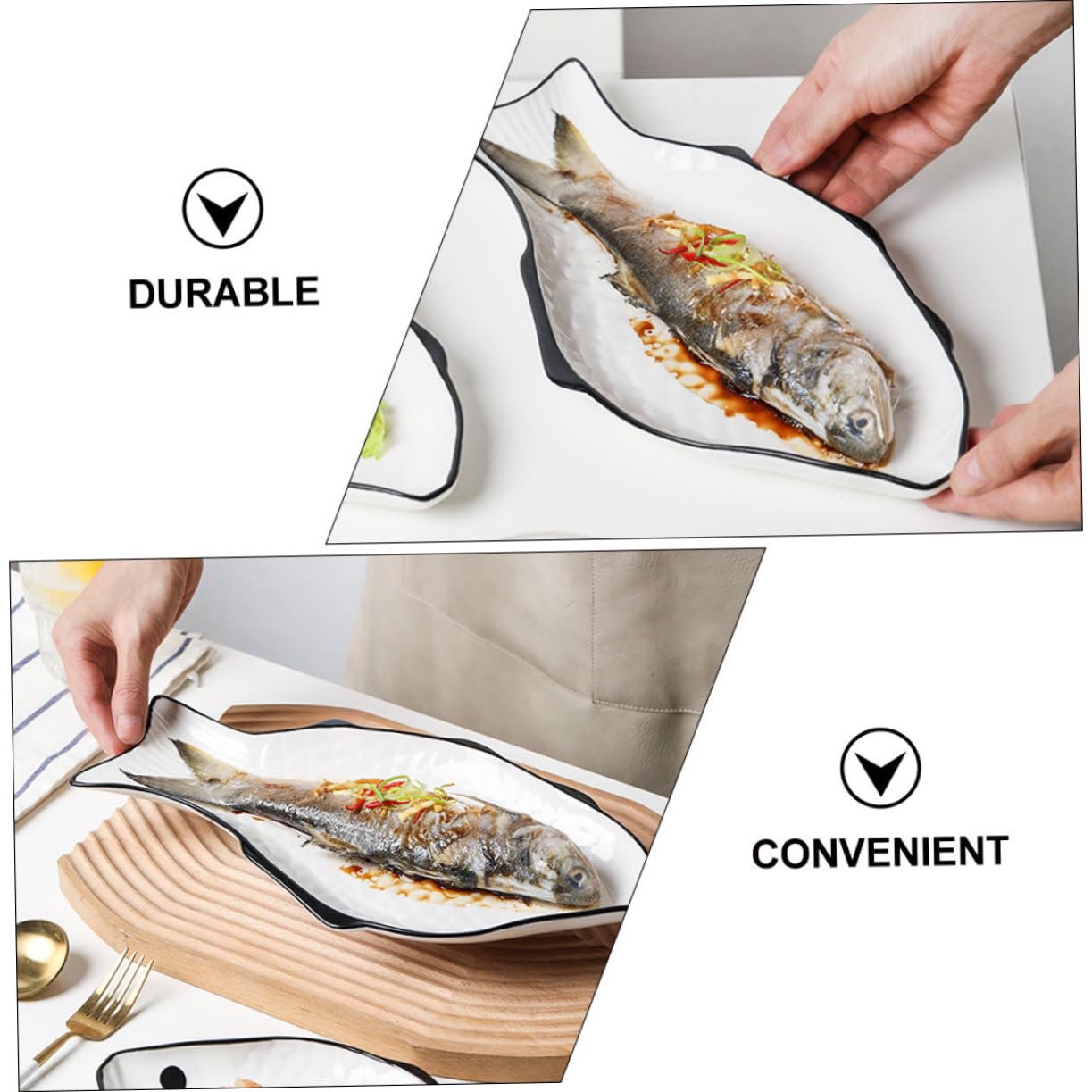 HEMOTON piatto di pesce al vapore a forma di pesce porta pesce in ceramica piatti da insalata bianchi teglie da forno pirofile per forno piatto da portata di pesce porta pesce creativo