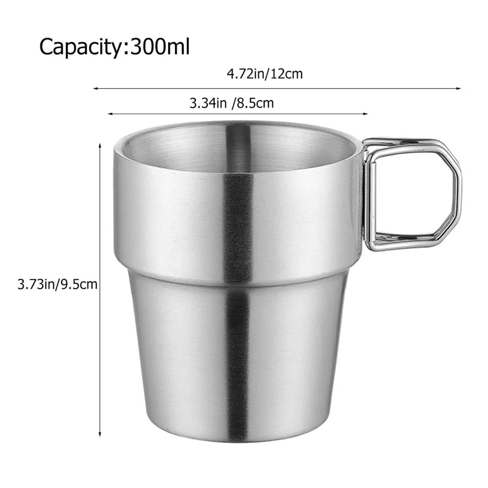 Bicchiere Acciaio Inox Pieghevole Tazza pieghevole in acciaio inossidabile | Maniglia portatile for escursionismo all'aperto, viaggio, zaino in spalla