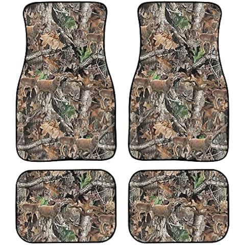 Xoenoiee Forest Camo Deer Realistic Print Car Floor Mats All Weather Protectors Auto Carpet Full Set of 4, Easy to Clean, Non Slip Universal Fit for Cars SUV Truck Cover